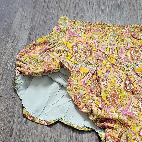 Free People La Rochelle Bubble Shorts High Rise Smocked Waist Paisley Floral XL - Picture 7 of 12